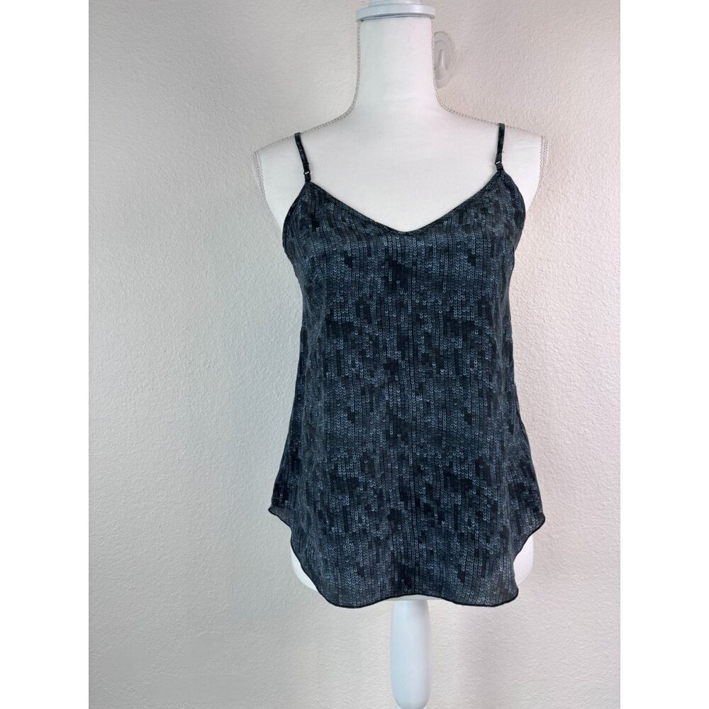 Wilfred women's small 100% silk grey sequin printed camisole‎ cami tank top